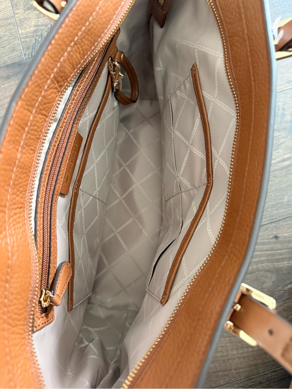 Michael Kors Cognac Pebbled Leather Tote with Gold Hardware - Picture 6 of 6